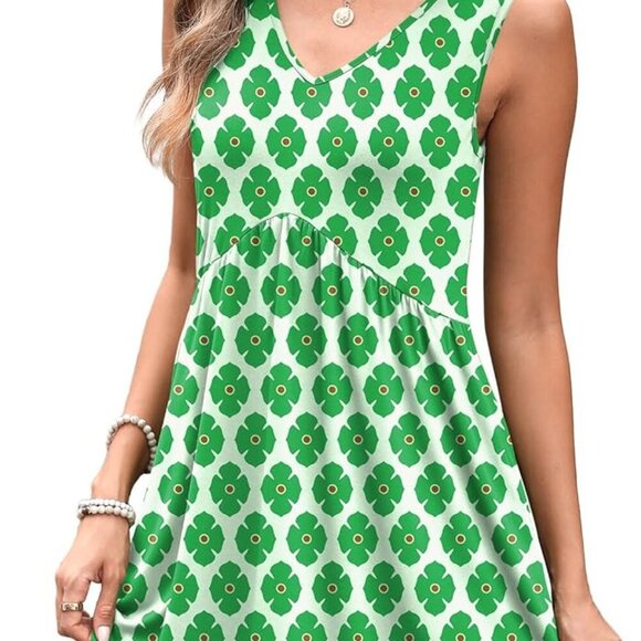 Summer Dresses Women Casual V Neck Sleeveless Flowy Sundress Small - Picture 3 of 5